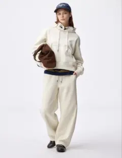 新品　GU ヘビーウェイトスウェットバレルレッグパンツ XXL　ホワイト