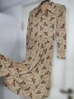 希少美品✦Chicago シカゴ　ヴィンテージレトロワンピース　S　ベージュ花柄