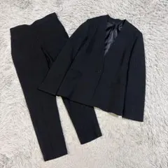 極美品 Littlechic セットアップ ノーカラージャケット ストライプ 黒