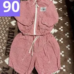 赤と白のギンガムチェック上下セット