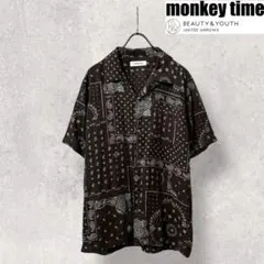 希少rare 完売 MONKEY TIME ペイズリー柄 半袖シャツ ブラック