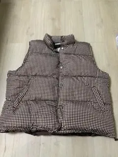 ブラウンチェック ダウンベスト Lサイズ