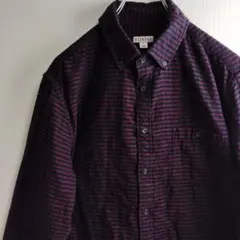 メローナ 長袖シャツ ネルシャツ BDシャツ ボーダー コットン メンズL