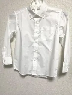 120cm◎ホワイト 無地 長袖シャツ【ネクタイ・サスペンダー付】