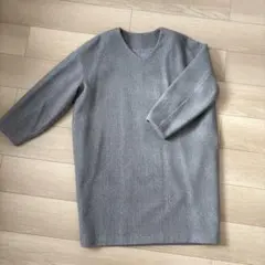 Vネックワンピース 膝丈ワンピース グレー Mサイズ