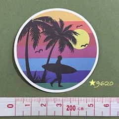 ★9620【新品】ステッカー ハワイ サンセット 夕陽 ビーチ サーファー