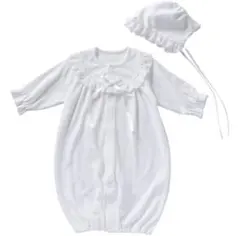 【美品】フリル付きベビードレス 帽子付き