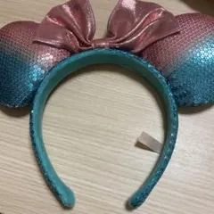 ミッキー耳カチューシャ 青とピンクのスパンコール