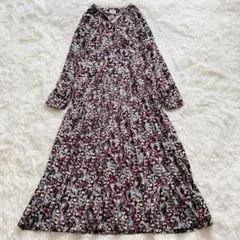 美品♡DOORS フラワープリントタックワンピース 花柄 ボタニカル パープル