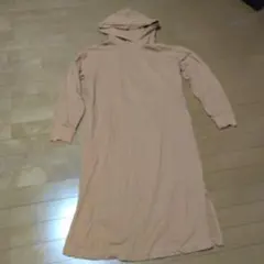 ベージュ フード付きロングパーカー ユニクロ Lサイズ 中古品