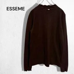 エシーム ニット プルオーバー カットソー リブ ハイネック フリル 長袖 LL