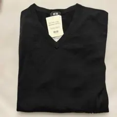 UNIQLO エクストラファインメリノウール Vネックセーター L ブラック