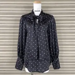 リリーブラウン ボウタイブラウスシャツ シフォン ドットモノグラム柄 フェミニン