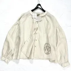 ✨タグ付き✨ツハルバイサマンサモスモス　リネン100　モノグラム刺繍ブラウス　F