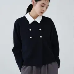 新品 静電気軽減テープ使用Wボタンニットカーディガン