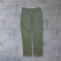 ジーユー メンズ チノパン ストレートパンツ オリーブ 緑 73 コットンのサムネイル