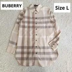【バーバリーロンドン】メガチェック シャツ ブラウス ベージュ系