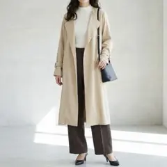 G8562*ナチュラルビューティーベーシック☆Aライン☆ロング☆コート☆ベージュ