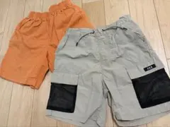 キッズ ハーフパンツ 2点セット オレンジ ベージュ