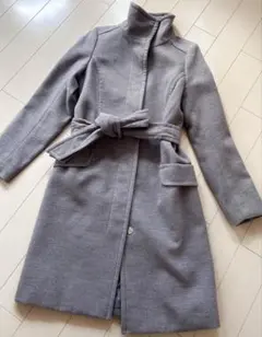 H&M ウール混 ロングコート グレー ベルト付き