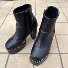 ENVYM ブラックレザーブーツ 23.5cm