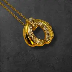 YSL サンローラン 馬蹄 ネックレス ラインストーン ゴールド r8324