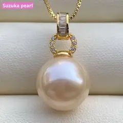 ご専用淡水パールネックレストップ13mmシャンパン色系PT961(チェーン付）