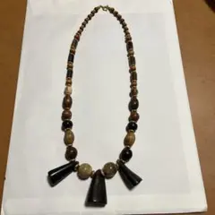ウッドビーズ ネックレス エスニック調