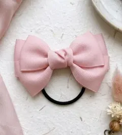 ハンドメイド　キッズリボンヘアゴム　ピンク
