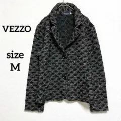 ヴェッゾ　ニットテーラードジャケットM バージンウール　モヘア　ブラック
