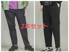 【2本セット】BEAUTY&YOUTH デニムワイドスラックス ブラック 紺 L