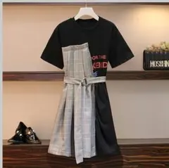 レディース 大きいサイズ 新品 春夏 (4XL)　ワンピース　グレンチェック4