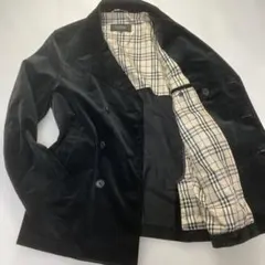 【美品】バーバリーブラックレーベル ベロアトレンチコート ノバチェック ブラック