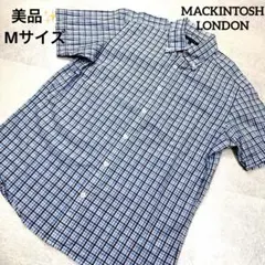 美品✨MACKINTOSH LONDON 消臭機能半袖シャツ M 青チェック