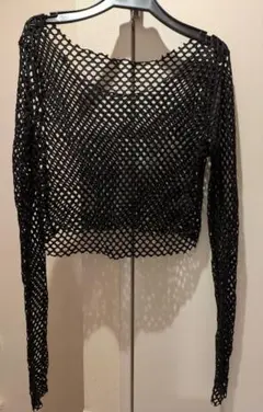 即購入◯匿名配送　黒ネット編み長袖トップス