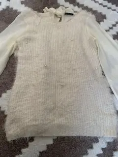 INGNI リボン付きアイボリー長袖ニット