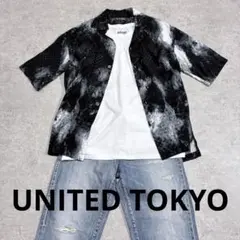 【美品】UNITED TOKYO マーブル柄 オープンカラーシャツ 日本製 黒のサムネイル