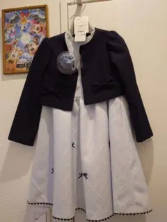 フォーマル　キッズドレス　110　入園式　卒園式　水色　リボン