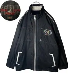 レトロ古着アニマル刺繍ブラック ナイロンブルゾンゆったり