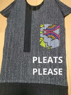 ★PLEATS PLEASE★　デニム転写✕柄　トップスのサムネイル