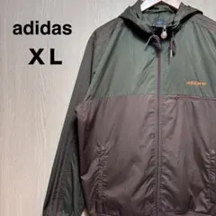 アディダスオリジナルス　ウィンドブレーカー　XＬ　グリーン　刺繍ロゴ