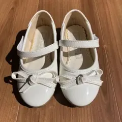 ホワイトリボン付きバレエシューズ　　白　16.5〜17.0cm