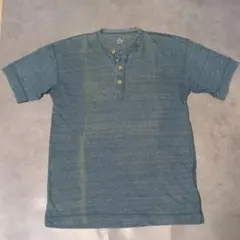 45R 藍染め ヘンリーネック Tシャツ ロゴ インディゴ 上質✨のサムネイル