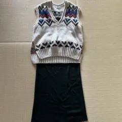 チャオパニック　ニットベストとニットスカートセット