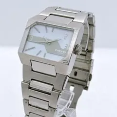 ディーゼル DZ-1395 メンズ腕時計 シルバー スクエア 新品電池 動作良好