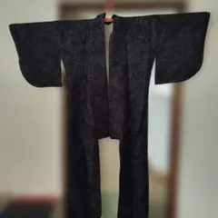 着物　 濃紺地 花柄地紋