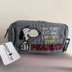 スヌーピータウン スヌーピー 刺繍デニムポーチ