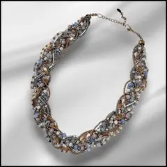 【美品】パーティー ネックレス ビーズ チョーカー 長さ調整可能