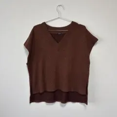 ニット　ベスト　ブラウン　セーター　レディース　トップス　Ｖネック