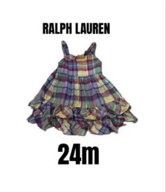 夏物処分【ラルフローレン】美品　ノースリーブワンピース チェック　キッズ　24m